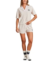 Barefoot Dreams CozyTerry® Short Sleeve Johnny Collar Coordinating Lounge Top