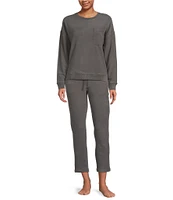 Barefoot Dreams Malibu Collection® Brushed Fleece Side Pocket Drawstring Waist Sweater Mix Coordinating Tapered Crop Pant