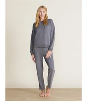 Barefoot Dreams Malibu Collection® Brushed Fleece Side Pocket Drawstring Waist Sweater Mix Coordinating Tapered Crop Pant