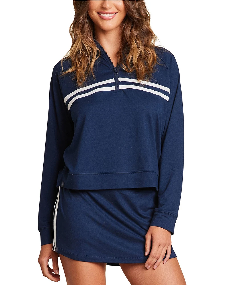 Barefoot Dreams Malibu Collection® Butterchic Half Zip Pullover With Stripes