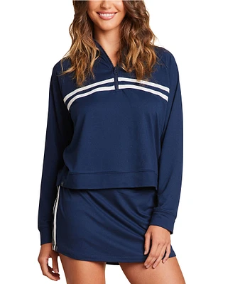 Barefoot Dreams Malibu Collection® Butterchic Half Zip Pullover With Stripes