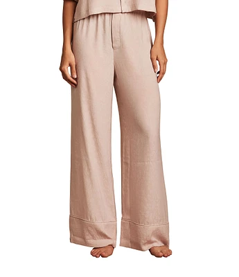 Barefoot Dreams Washed Satin Jacquard Coordinating High Waisted Wide Leg Sleep Pants