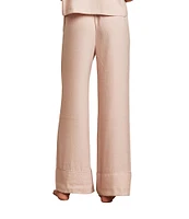 Barefoot Dreams Washed Satin Jacquard Coordinating High Waisted Wide Leg Sleep Pants