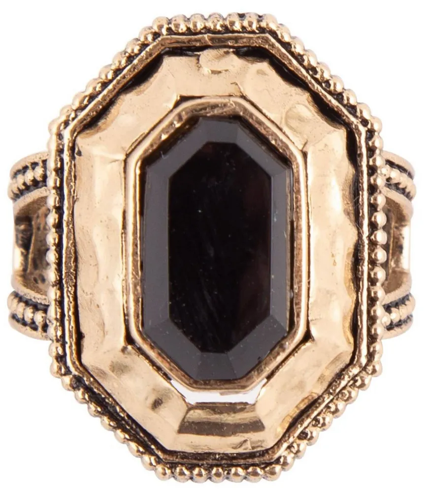 Barse Bronze and Faceted Onyx Cocktail Ring