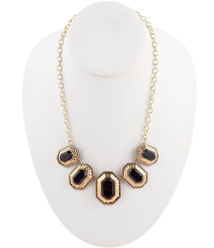 Barse Bronze and Faceted Onyx Statement Necklace