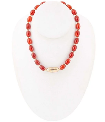 Barse Bronze and Genuine Carnelian Collar Necklace