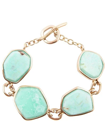 Barse Bronze and Genuine Chrysoprase Toggle Line Bracelet