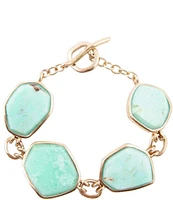 Barse Bronze and Genuine Chrysoprase Toggle Line Bracelet