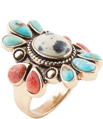 Barse Bronze and Genuine Mixed Stone Statement Ring