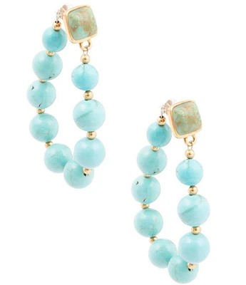Barse Bronze and Genuine Stone Bead Hoop Earrings