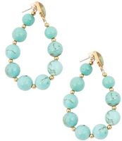 Barse Bronze and Genuine Stone Bead Hoop Earrings