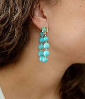 Barse Bronze and Genuine Stone Bead Hoop Earrings