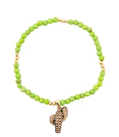 Barse Bronze and Genuine Stone Cactus Charm Stretch Bracelet Set