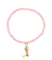 Barse Bronze and Genuine Stone Cactus Charm Stretch Bracelet Set
