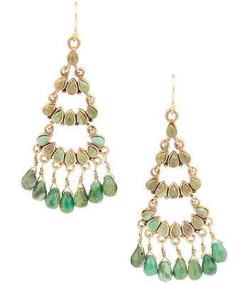 Barse Bronze and Genuine Stone Chandelier Earrings