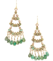 Barse Bronze and Genuine Stone Chandelier Earrings