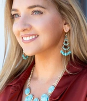 Barse Bronze and Genuine Stone Chandelier Earrings