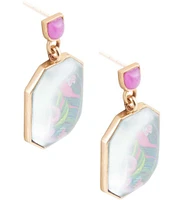 Barse Bronze and Genuine Stone Flamingo Resort Drop Earrings