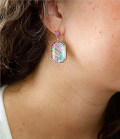 Barse Bronze and Genuine Stone Flamingo Resort Drop Earrings