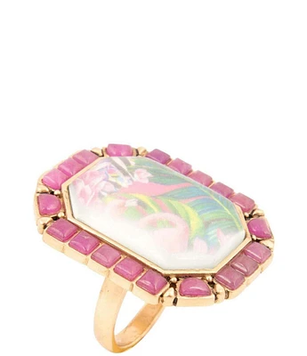 Barse Bronze and Genuine Stone Flamingo Statement Ring