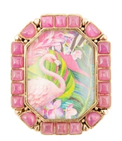 Barse Bronze and Genuine Stone Flamingo Statement Ring