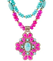 Barse Bronze and Genuine Stone Statement Necklace