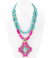 Barse Bronze and Genuine Stone Statement Necklace
