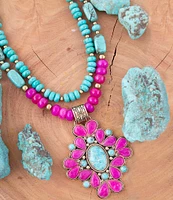 Barse Bronze and Genuine Stone Statement Necklace