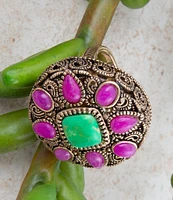 Barse Bronze and Genuine Stone Statement Ring