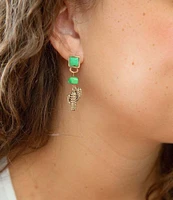 Barse Bronze and Genuine Stones Cactus Linear Earrings