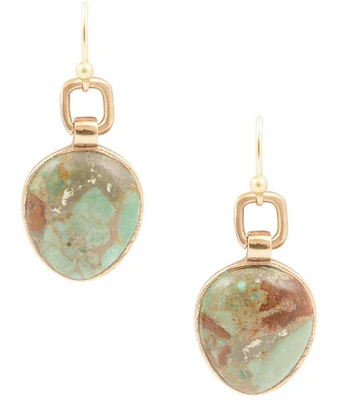 Barse Genuine Turquoise Oval Drop Earrings