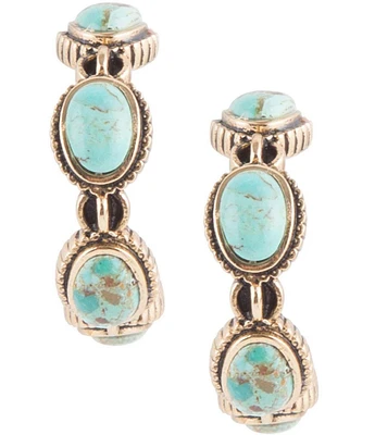 Barse Bronze and Genuine Turquoise Hoop Earrings