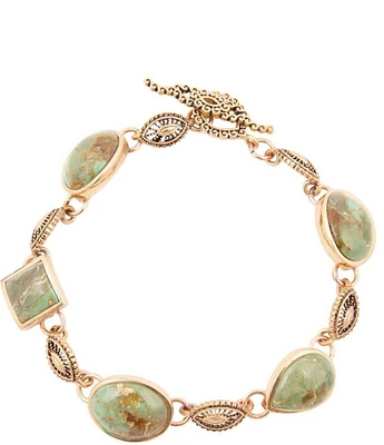 Barse Bronze and Genuine Turquoise Line Bracelet