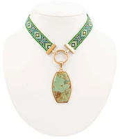 Barse Bronze and Genuine Turquoise Short Pendant Necklace