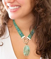 Barse Bronze and Genuine Turquoise Short Pendant Necklace
