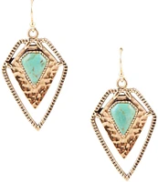 Barse Bronze and Genuine Turquoise Statement Drop Earrings