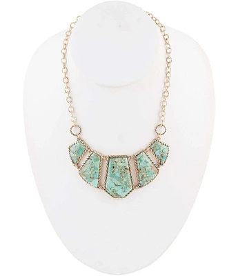 Barse Bronze and Genuine Turquoise Statement Necklace