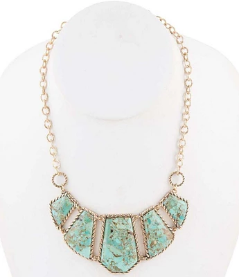 Barse Bronze and Genuine Turquoise Statement Necklace