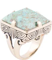 Barse Bronze and Genuine Turquoise Square Statement Ring