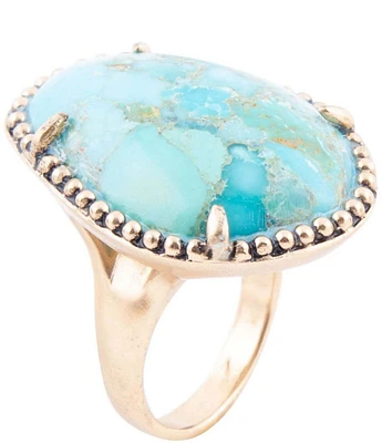 Barse Bronze and Genuine Turquoise Statement Ring