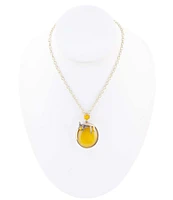 Barse Bronze and Genuine Yellow Agate Stone Honey Bee Short Pendant Necklace