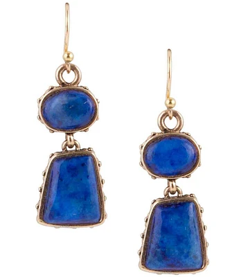 Barse Bronze and Lapis Drop Earrings