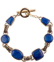 Barse Bronze and Lapis Toggle Bracelet