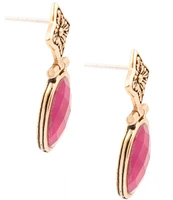Barse Bronze and Pink Agate Drop Earrings