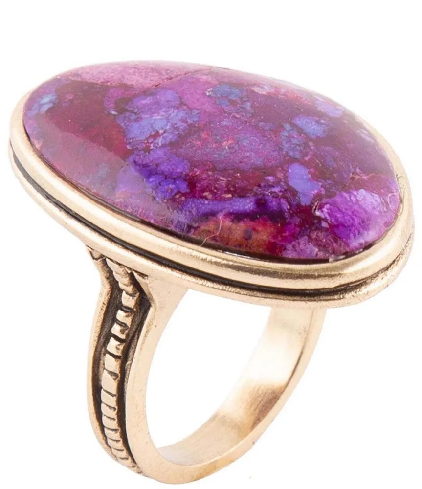 Barse Bronze and Purple Turquoise Statement Ring