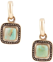 Barse Bronze and Genuine Turquoise Stone Square Drop Earrings