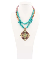 Barse Bronze and Turquoise Multi Statement Necklace