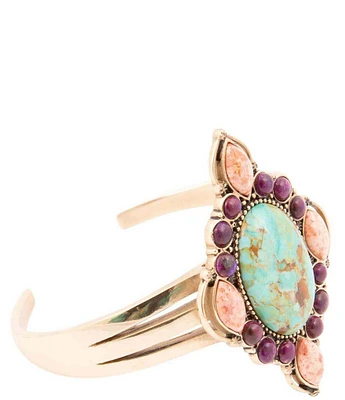 Barse Bronze and Turquoise Multi Stone Statement Cuff Bracelet