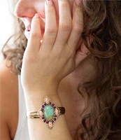 Barse Bronze and Turquoise Multi Stone Statement Cuff Bracelet