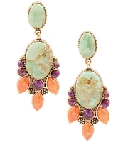 Barse Bronze and Turquoise Multi Stone Statement Drop Earrings